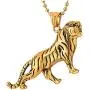 COOLSTEELANDBEYOND Mens Womens Stainless Steel Roaring Tiger Pendant Necklace, Gold Black, 30 inches Ball Chain, Unique COOLSTEELANDBEYOND Mens Womens Stainless Steel Roaring Tiger Pendant Necklace, Gold Black, 30 inches Ball Chain, Unique