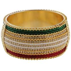 Efulgenz Indian Style Bollywood Gold Plated Faux Pearl Rhinestone Wedding Large Bracelet Bangle Jewelry (1 Pc)