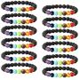 LOYALLOOK 6-12PCS Lava Stone Bracelet Chakras Bead Natural Stone Bracelet Oil Diffuser Bracelet