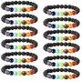 LOYALLOOK 6-12PCS Lava Stone Bracelet Chakras Bead Natural Stone Bracelet Oil Diffuser Bracelet