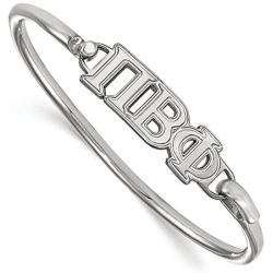 Solid 925 Sterling Silver Pi Beta Phi Small Hook and Clasp Bangle Bracelet