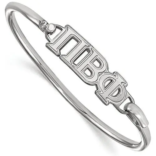 Solid 925 Sterling Silver Pi Beta Phi Small Hook and Clasp Bangle Bracelet Solid 925 Sterling Silver Pi Beta Phi Small Hook and Clasp Bangle Bracelet