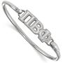 Solid 925 Sterling Silver Pi Beta Phi Small Hook and Clasp Bangle Bracelet