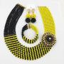 aczuv 8 Rows African Bead Necklace Jewelry Set for Women Nigerian Wedding Bridal Jewelry Sets