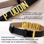 GoldChic Jewelry 5.5mm/19mm Wide Adjustable Customized Punk Black Genuine Leather Puddin/Initial Name Choker Costume Neck Collar Necklace for Women Girls Kids (Fit Neck Size 14.5-17 inch)