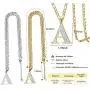 AZAZCCM Initial Necklaces Gold Silver Letter Necklace For Men-Smooth And AAAA Diamond Initial Pendant Stainless Steel Classic Cuban Chain, Bar Street Sports Style Necklace