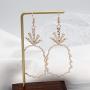 4Pairs Bohemian Hollow Geometric Metal Leaf Pineapple Dangle Drop Earrings for Women Girl Rose Gold Bird Sun Moon Earrings