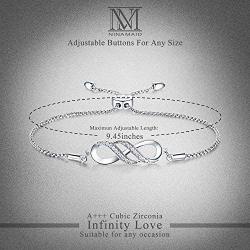 NINAMAID Silver Infinity Endless Love Bracelet for Women Girl Jewelry Gift with Sparking Crystal Bangle Bracelets for Friendship/Sister/Mother/Daughter