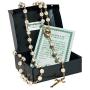 Catholic Beige Rosary Prayer Beaded Jerusalem Cross Crucifix Christ Jesus Necklace Decor with Holy Soil from Jerusalem for Auto Car for Men Women Religious Jewelry Pendant 20.5''
