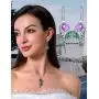 HXZZ Fine Jewelry Women Gifts Sterling Silver Natural Gemstone Amethyst and Rose Quartz Drop Dangle Hook Earrings Phoenix Design Style