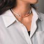 Bomine Boho Choker Necklace Bead Necklaces Chain Short Chains Jewelry for Women and Girls (White-Rainbow)