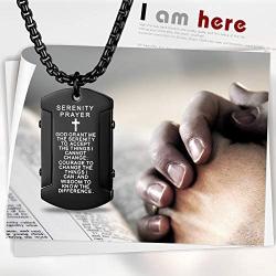 Cupimatch Cross Bible Christ Crucifix Pendant Necklace, Mens Stainless Steel Jesus Verse Lords Prayer Catholic Dog Tag Chain Jewelry 22 inch