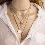 NSLS 3 Pieces Dainty Layered Choker Necklace Red Rhinestone Multilayer Gold Long Chain Crystal Cross Pendant Necklaces for Women Girls
