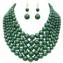 Rosemarie & Jubalee Womens Multi Strand Simulated Pearl Bib Necklace and Earrings Jewelry Set, 16''-19'' with 3'' Extender Rosemarie & Jubalee Womens Multi Strand Simulated Pearl Bib Necklace and Earrings Jewelry Set, 16''-19'' with 3'' Extender