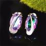 Uloveido White Gold Plated Jewelry Set Rainbow Mystic Topaz Ring Earrings Pendant Necklace T472