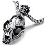COOLSTEELANDBEYOND Large Dinosaurs Skull Skeleton Pendant Necklace Stainless Steel 30 in Steel Ball Chain Gothic Biker