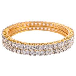 Ratnavali Jewels CZ Zirconia Gold Tone Red Green Blue Bollywood Wedding Indian Bangles Jewelry Women