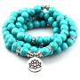 GVUSMIL 7 Chakra 108 Mala Beads Wrap Bracelets for Yoga Charm Natural Gemstone 8mm Turquoise