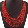 Necklace / 20 Layers Bib Statement Collar Glass Beaded Choker Necklace Fashion Jewelry For Women (Red)