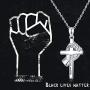 JUSTKIDSTOY 925 Sterling Silver Lives Matter Cross Pendant Necklace Jewelry Black Equality Movement Gifts for Women Friend