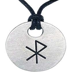 Tribal Jewelry Love Bind Rune Gebo-Wunjo Elder Futhark Celtic Pagan Runic Viking Norse Icelandic Protection Amulet Pewter Mens Pendant Necklace Lucky Charm Medallion for men w Black Adjustable Cord