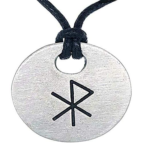 Tribal Jewelry Love Bind Rune Gebo-Wunjo Elder Futhark Celtic Pagan Runic Viking Norse Icelandic Protection Amulet Pewter Mens Pendant Necklace Lucky Charm Medallion for men w Black Adjustable Cord