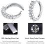 3 Pairs Silver Hoops Earrings for Women Girls, Hypoallergenic Cubic Zirconia Small Cartilage Huggie Earring Set(8/10/12mm)