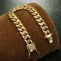 ROWIN&CO Mens Chain 18K Gold Stainless Steel Big Heavy Cuban Link Necklace/Bracelet Hip hop Jewelry with CZ Diamond Skull Chain Choker, 15mm Width, 8-35 Inch Lengths, (with Gift Box)