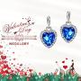 NEOGLORY Blue Heart Crystal Drop Earrings Rhinestone Platinum Plated Fashion 2019