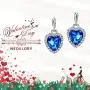 NEOGLORY Blue Heart Crystal Drop Earrings Rhinestone Platinum Plated Fashion 2019