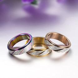 JAJAFOOK 6MM Titanium Steel Scrub Spins Rings,Fashion Spinner Ring Colorful Sand Blast Finish,Comfort Fit