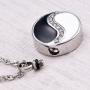 Cremation Jewelry for Ashes Yin and Yang w/CZ Stone Tai Chi Necklaces Stainless Pendant Free 20 Inch Chain+Fill Kit