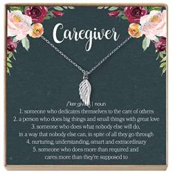 Caregiver Thank You Gift Necklace: Caretaker, Nurse, Attendant, Appreciation, Wing