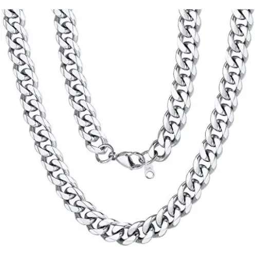 ChainsPro 3/4/6/9/12mm Box/Cuban Link Chain Necklace,14/18/22/24/26/28/30 inch, 316L Stainless Steel/18K Gold Plated/Black -Send Gift Box