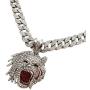 Hip Hop Half Man Half Beast Pendant & 18'' Full Iced Cuban Choker Chain Necklace