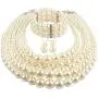 Shineland Elegant Multilayers Simulated Pearl Strand Cluster Collar Bib Choker Costume Jewelry Sets Shineland Elegant Multilayers Simulated Pearl Strand Cluster Collar Bib Choker Costume Jewelry Sets