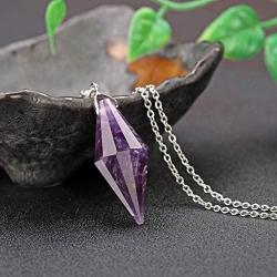 Top Plaza 12 Facet Natural Healing Crystal Stone Necklace Point Gemstone Pendant Necklaces Reiki Balancing Quartz Jewelry for Women Men