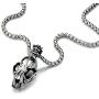 COOLSTEELANDBEYOND Large Dinosaurs Skull Skeleton Pendant Necklace Stainless Steel 30 in Steel Ball Chain Gothic Biker