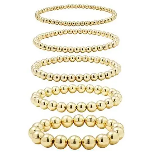 5 Pcs Layer Beads Bracelet for Women Round Beaded Handmade Stretch Bracelet Stack Adjustable Charm Jewelry 5 Pcs Layer Beads Bracelet for Women Round Beaded Handmade Stretch Bracelet Stack Adjustable Charm Jewelry