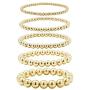 5 Pcs Layer Beads Bracelet for Women Round Beaded Handmade Stretch Bracelet Stack Adjustable Charm Jewelry