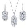 BERRICLE Rhodium Plated Sterling Silver Cubic Zirconia CZ Art Deco Milgrain Bridal Bridesmaid Fashion Necklace and Earrings Set BERRICLE Rhodium Plated Sterling Silver Cubic Zirconia CZ Art Deco Milgrain Bridal Bridesmaid Fashion Necklace and Earrings Set