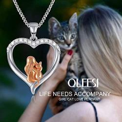 Best Friend Cat Necklace for Women Girls Heart Necklace Fashion Cute Dog Pendant Dainty Necklace Gift for Cat/Dog Lovers for Birthday Valentines Day Gift