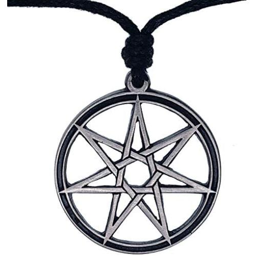 OhDeal4U Septagram 7 Pointed Fairy Star Heptagram Pewter Pendant Charm Amulet w Necklace