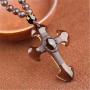 DUOVEKT Natural Ice Obsidian Cross Amulet Pendant Necklace for Women Men Hand Carved Stone Beads Chain Jewelry