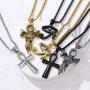 GoldChic Jewelry Eye of Horus Necklace,Ankh Cross Necklace, 18K Gold Plated/Black Plated/Stainless Steel Egypt Amulet Necklace Ancient Egyptian Symbol of Protection Jewelry - Accept Engraved Service