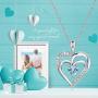 Van Chloe Necklaces for Women Love Heart 925 Sterling Silver Necklace Heart Pendant Birthstone Jewelry Gift for Women Girls Wife Mom on Mothers Day Birthday