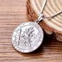 YL St Christopher Necklace Solid 925 Sterling Sliver Personalized Engraved Round Medallion Antiqued Religious Protector Talisman Pendant, Medal/Laced/Locket