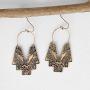 KaFu Retro Tribal tassel Earrings Gold and silver Boho Ethnic Dangle Hoop Earrings Jewelry Hollow Out Fan Shape Geometric Drop Earrings for Women and girl