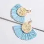 Allen&Danmi AD Jewelry Bohemia Style Spring Raffia Dangle Earrings Made with Woven Rattan for Women