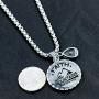 Stainless Steel Christian Coin Pendant Necklace Faith Can Move Mountains Matthew 19:20 with Mustard Seed Charms